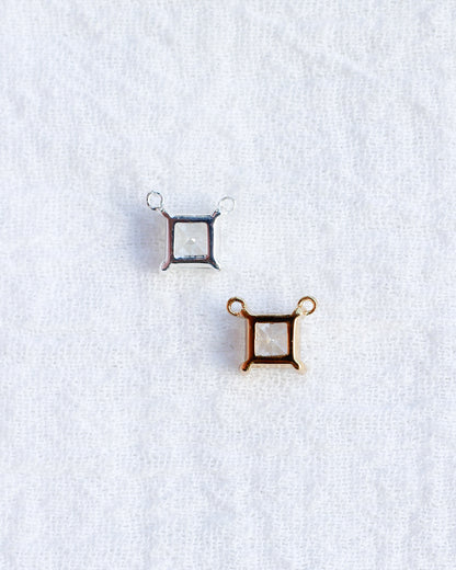 CZ Square Princess Cut Solitaire Connector, CN220