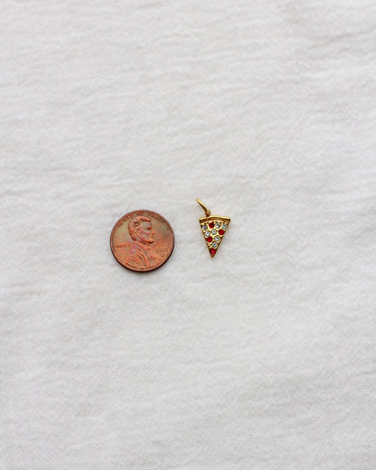 13mm Pizza PVD Charm with Zircon and Rhinestones, CH412