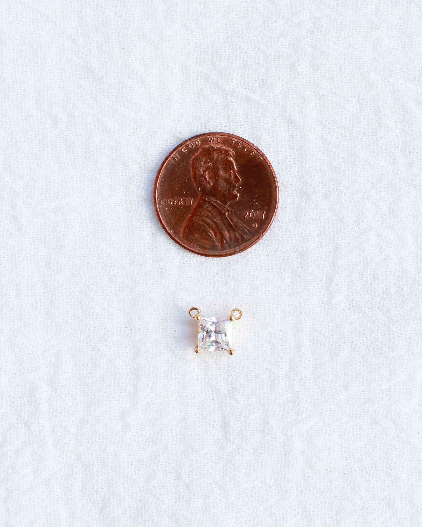 CZ Square Princess Cut Solitaire Connector, CN220