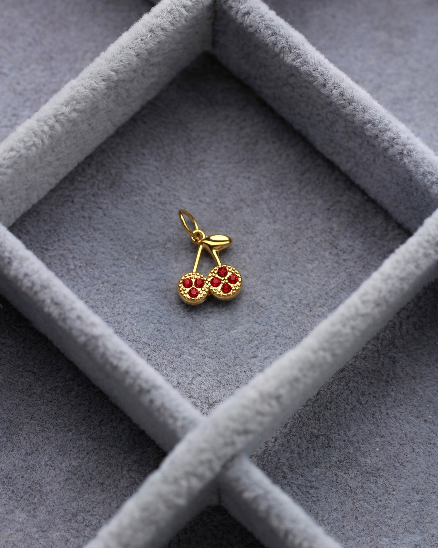 12mm Cherry PVD Charm with Red Rhinestones, CH415