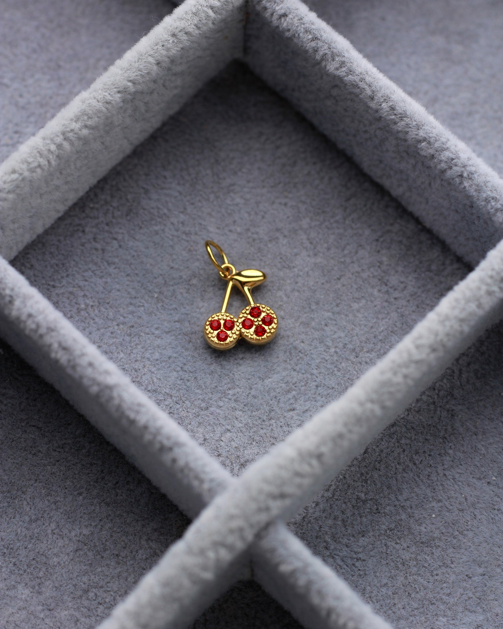 12mm Cherry PVD Charm with Red Rhinestones, CH415
