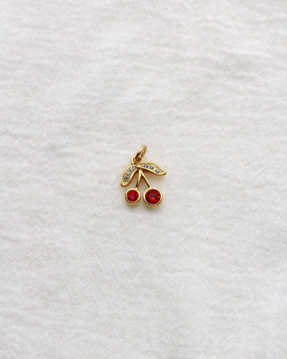 15mm Cherry PVD Charm with Red and White Rhinestones, CH416