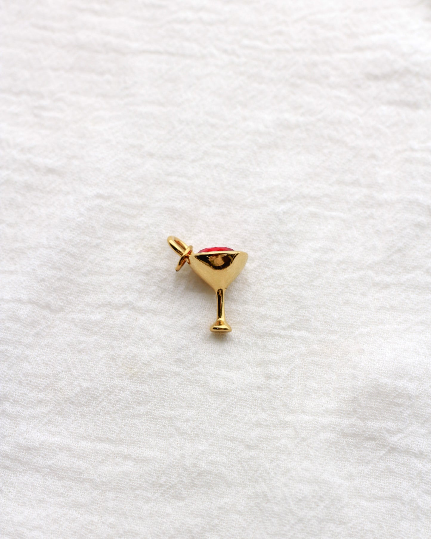 17mm Wine Glass PVD Charm with Red Rhinestone, CH417