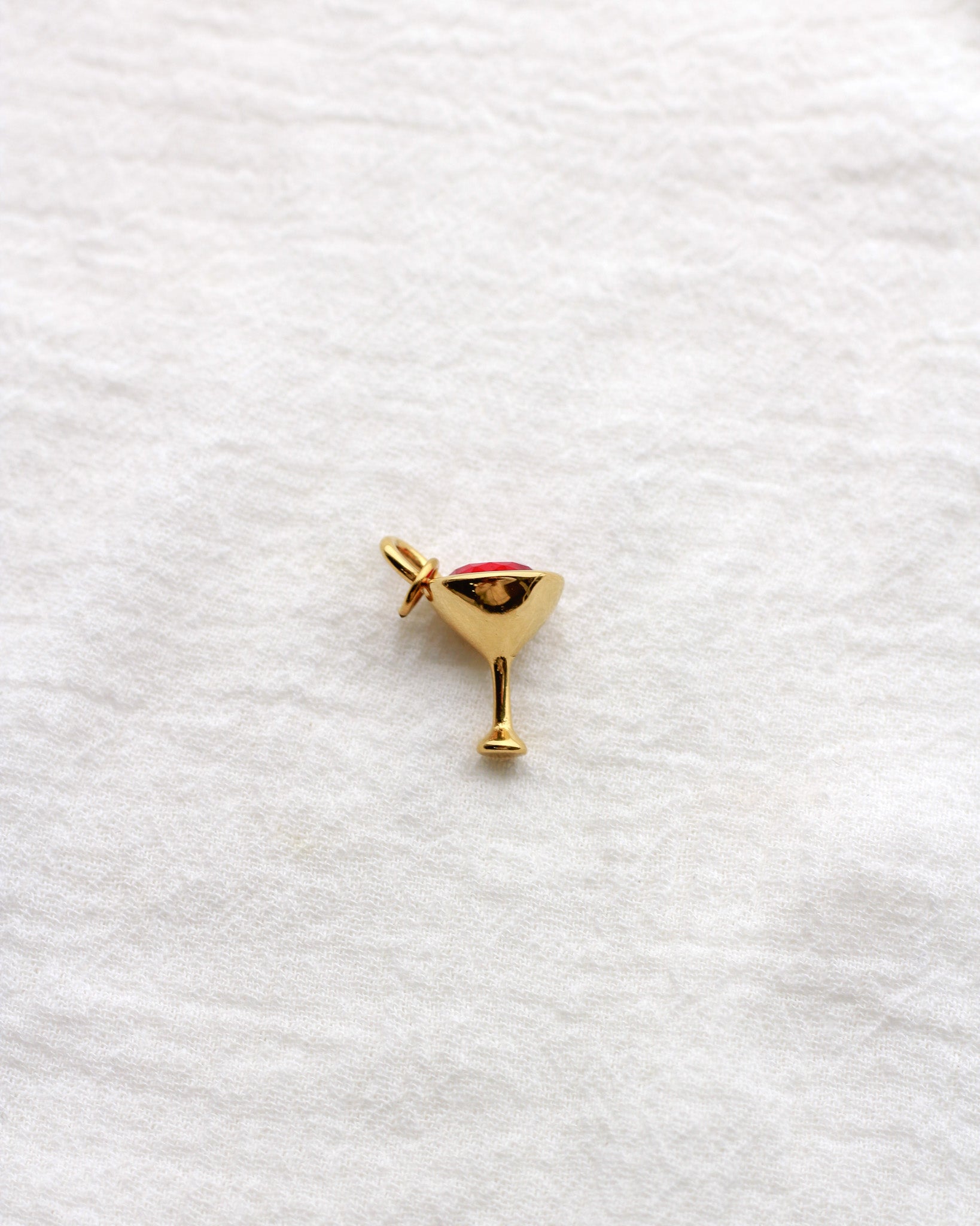 17mm Wine Glass PVD Charm with Red Rhinestone, CH417