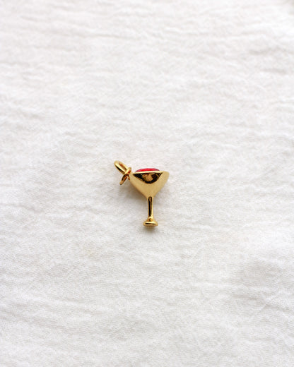 17mm Wine Glass PVD Charm with Red Rhinestone, CH417
