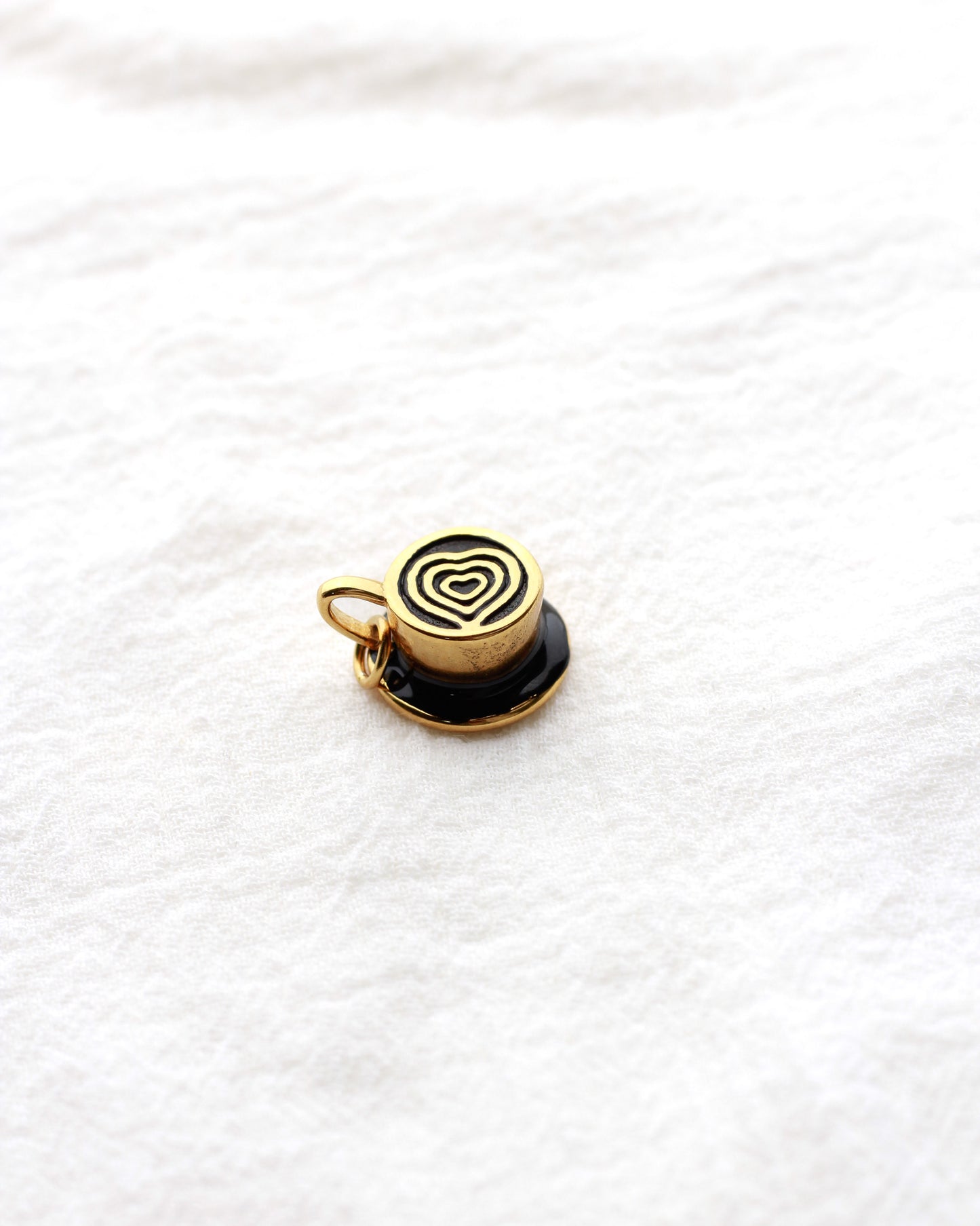 Latte Heart Coffee Cup PVD Charm, CH418
