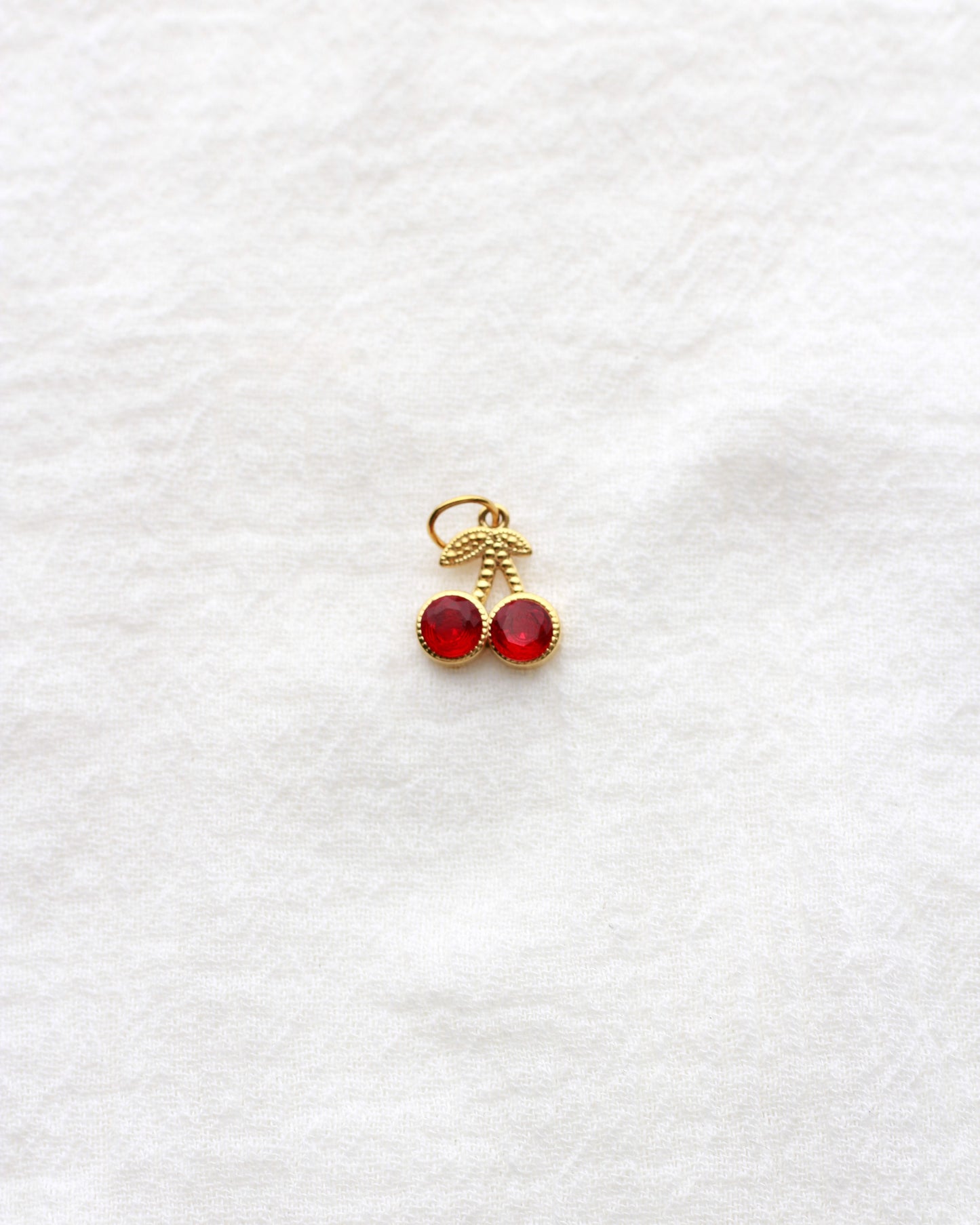 13mm Red Cherry PVD Charm with Rhinestones, CH414