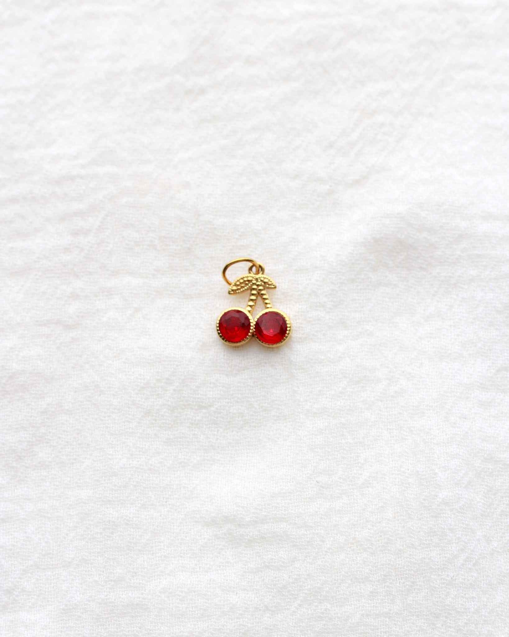 13mm Red Cherry PVD Charm with Rhinestones, CH414
