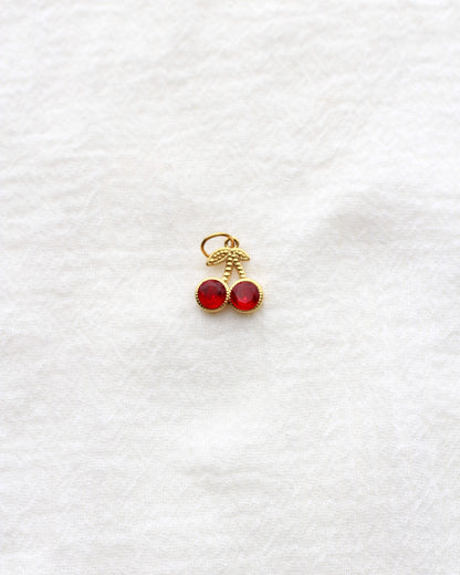 13mm Red Cherry PVD Charm with Rhinestones, CH414
