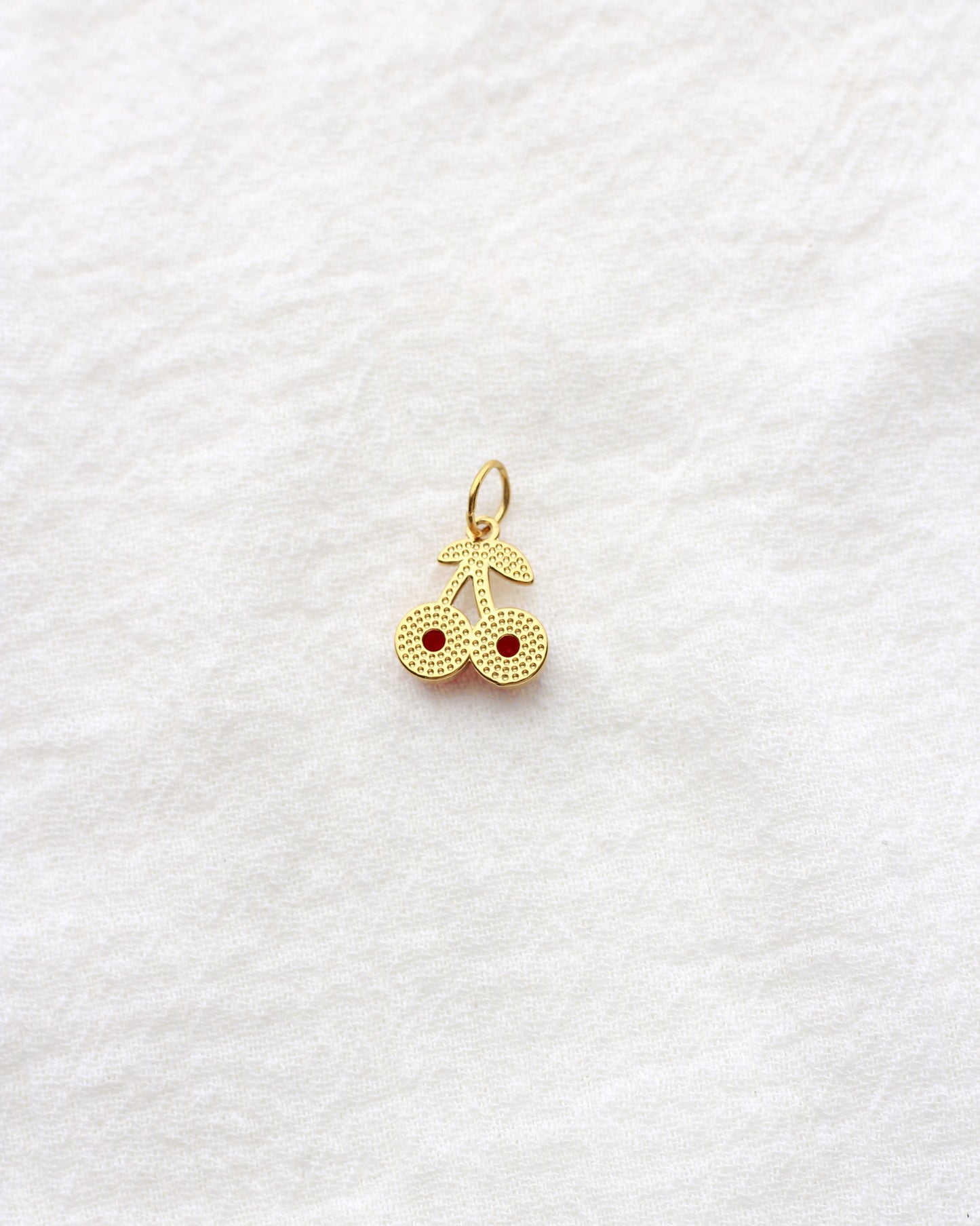 13mm Red Cherry PVD Charm with Rhinestones, CH414