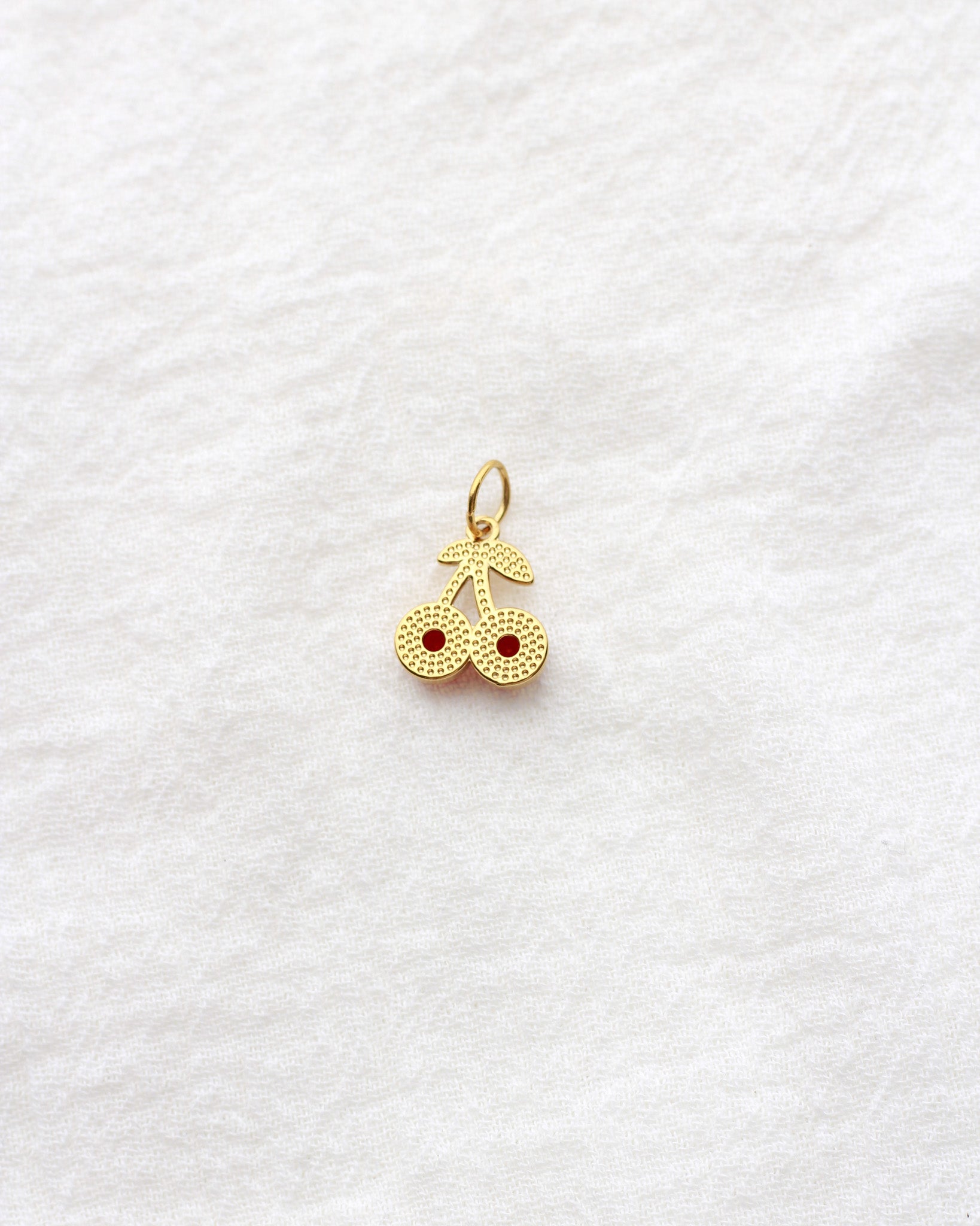 13mm Red Cherry PVD Charm with Rhinestones, CH414