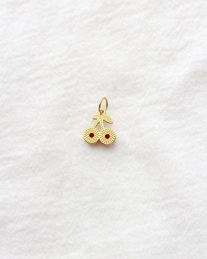 13mm Red Cherry PVD Charm with Rhinestones, CH414