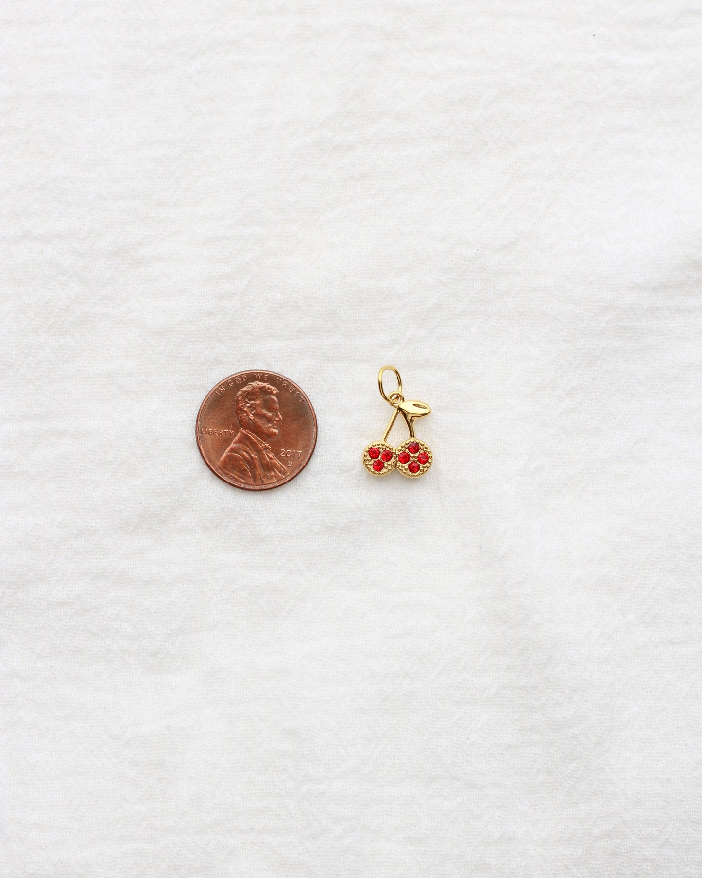 12mm Cherry PVD Charm with Red Rhinestones, CH415
