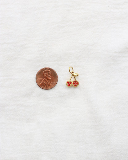 12mm Cherry PVD Charm with Red Rhinestones, CH415