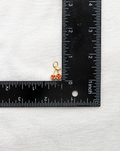 12mm Cherry PVD Charm with Red Rhinestones, CH415