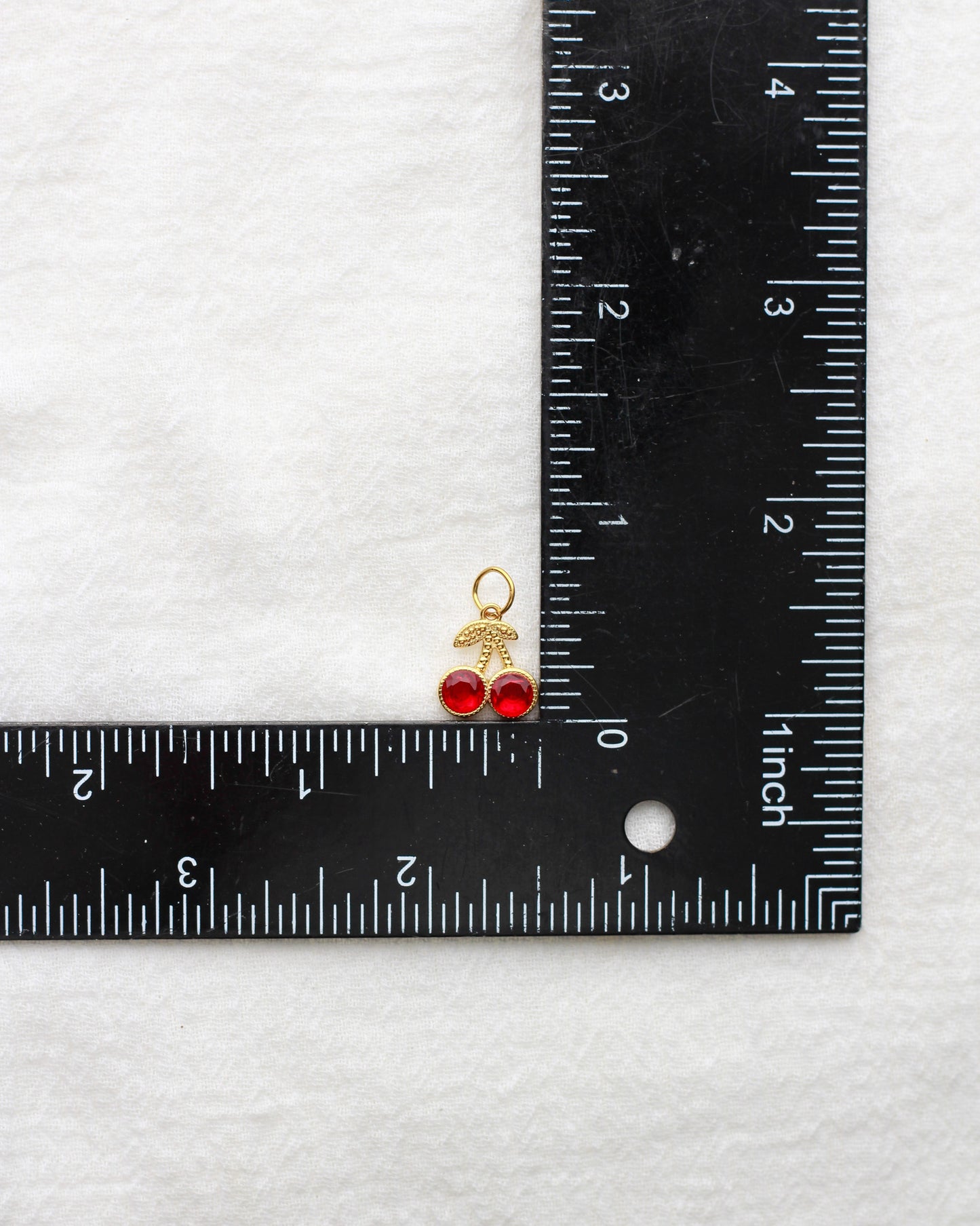 13mm Red Cherry PVD Charm with Rhinestones, CH414