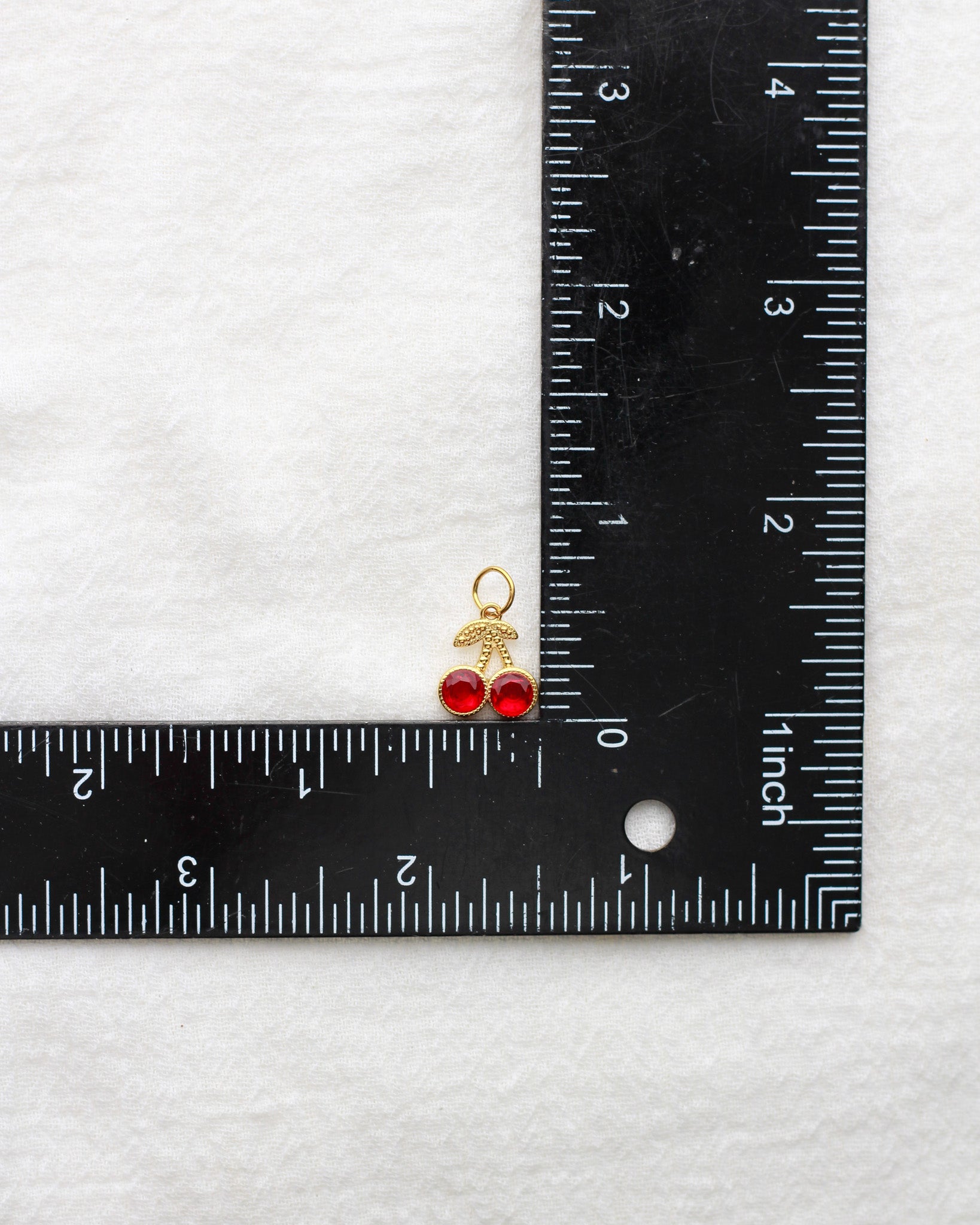 13mm Red Cherry PVD Charm with Rhinestones, CH414
