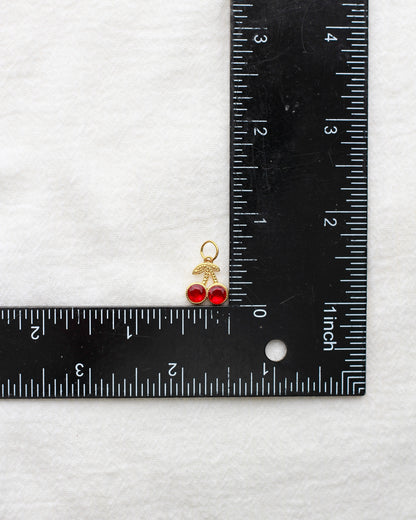 13mm Red Cherry PVD Charm with Rhinestones, CH414