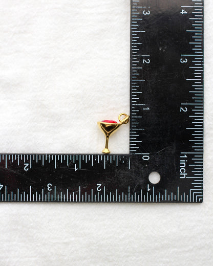 17mm Wine Glass PVD Charm with Red Rhinestone, CH417