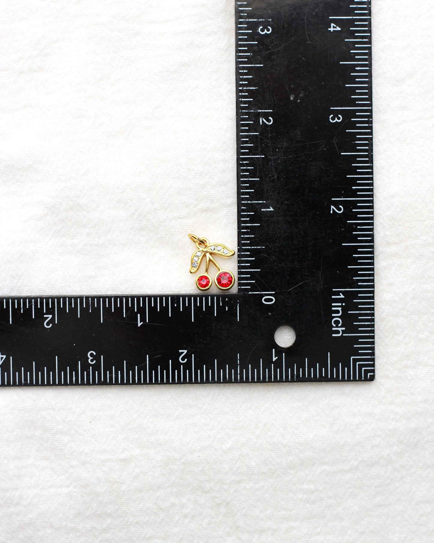 15mm Cherry PVD Charm with Red and White Rhinestones, CH416