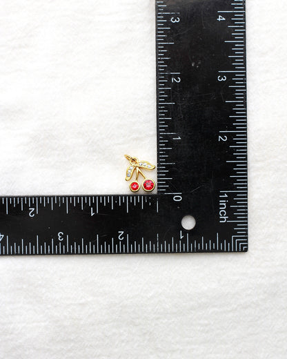 15mm Cherry PVD Charm with Red and White Rhinestones, CH416