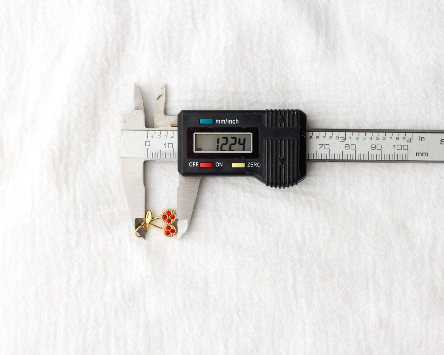 12mm Cherry PVD Charm with Red Rhinestones, CH415