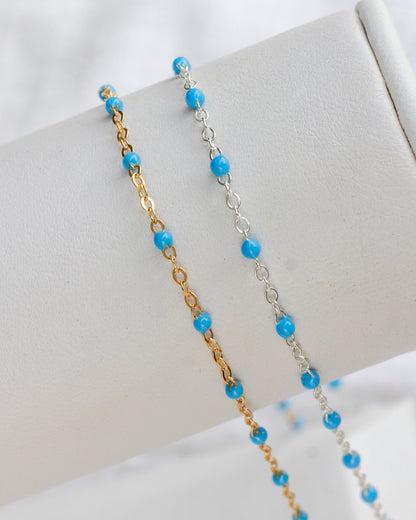 1.7mm Flat Cable Chain with Blue Dots, G74, S74