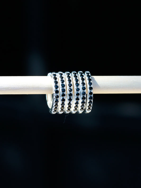 15mm Black Pave Hoop Earrings, E58