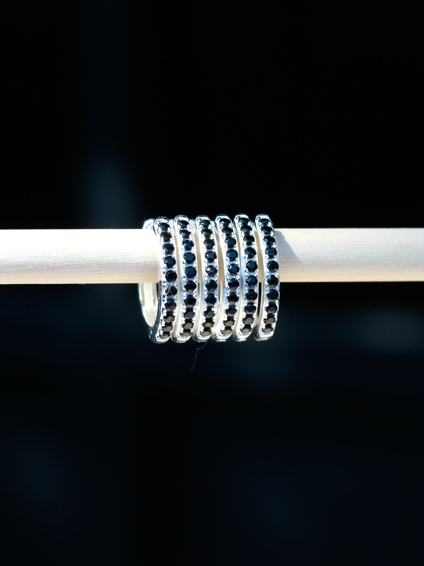 15mm Black Pave Hoop Earrings, E34