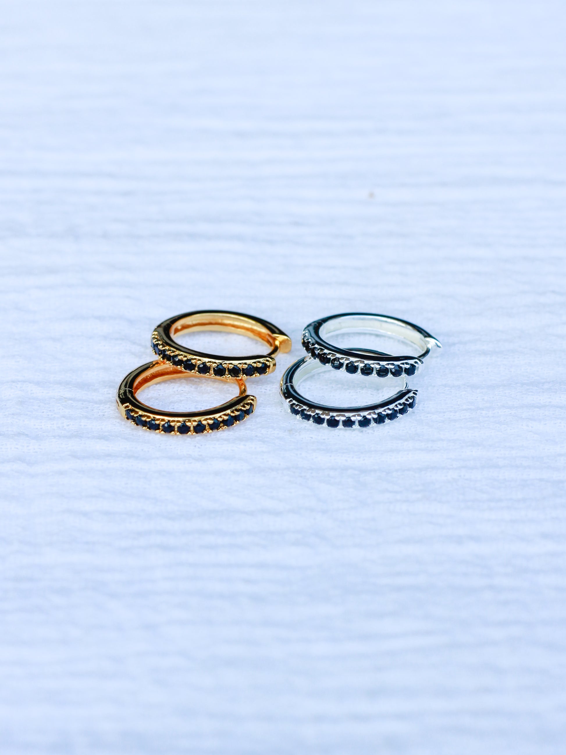 15mm Black Pave Hoop Earrings, E34