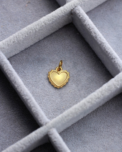 14mm Sunburst Heart PVD Charm, CH426