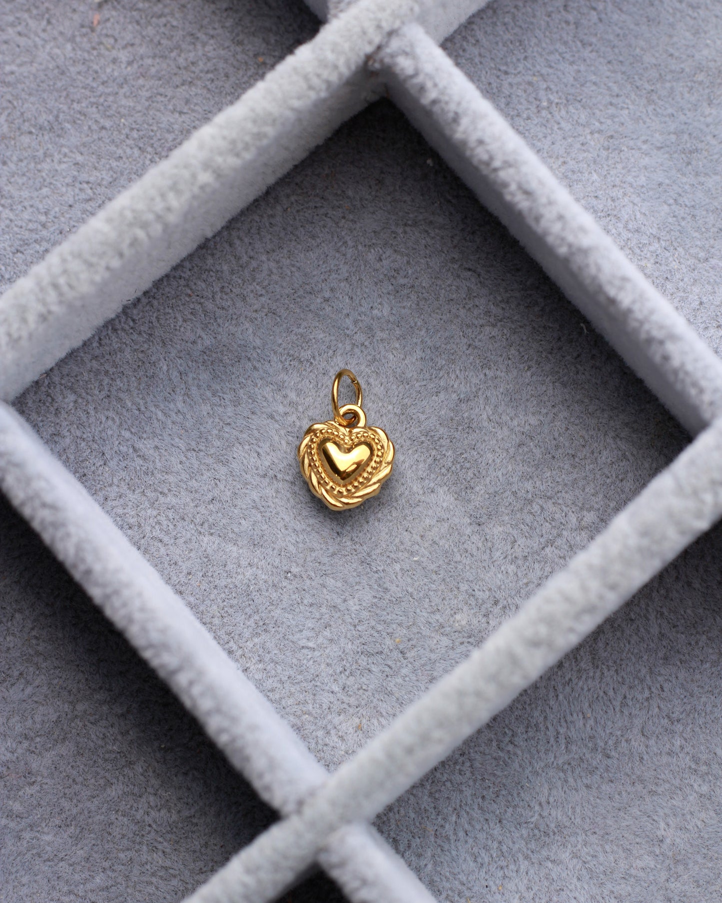 12mm Heart with Rope Outline PVD Charm, CH431