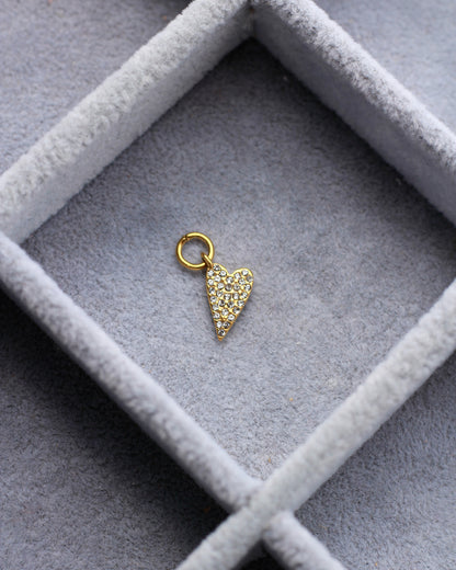 14mm Rhinestone Heart PVD Charm, CH429