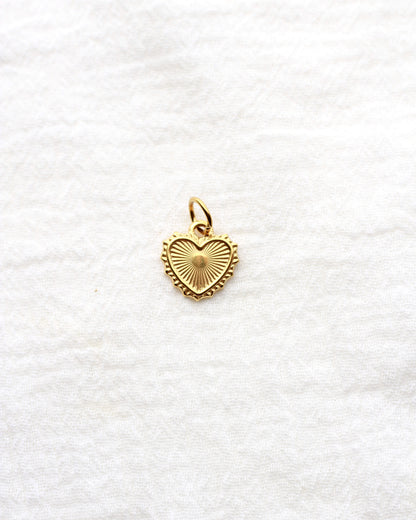 14mm Sunburst Heart PVD Charm, CH426