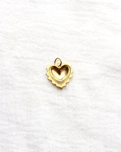 18mm Fluted Heart PVD Charm, CH428