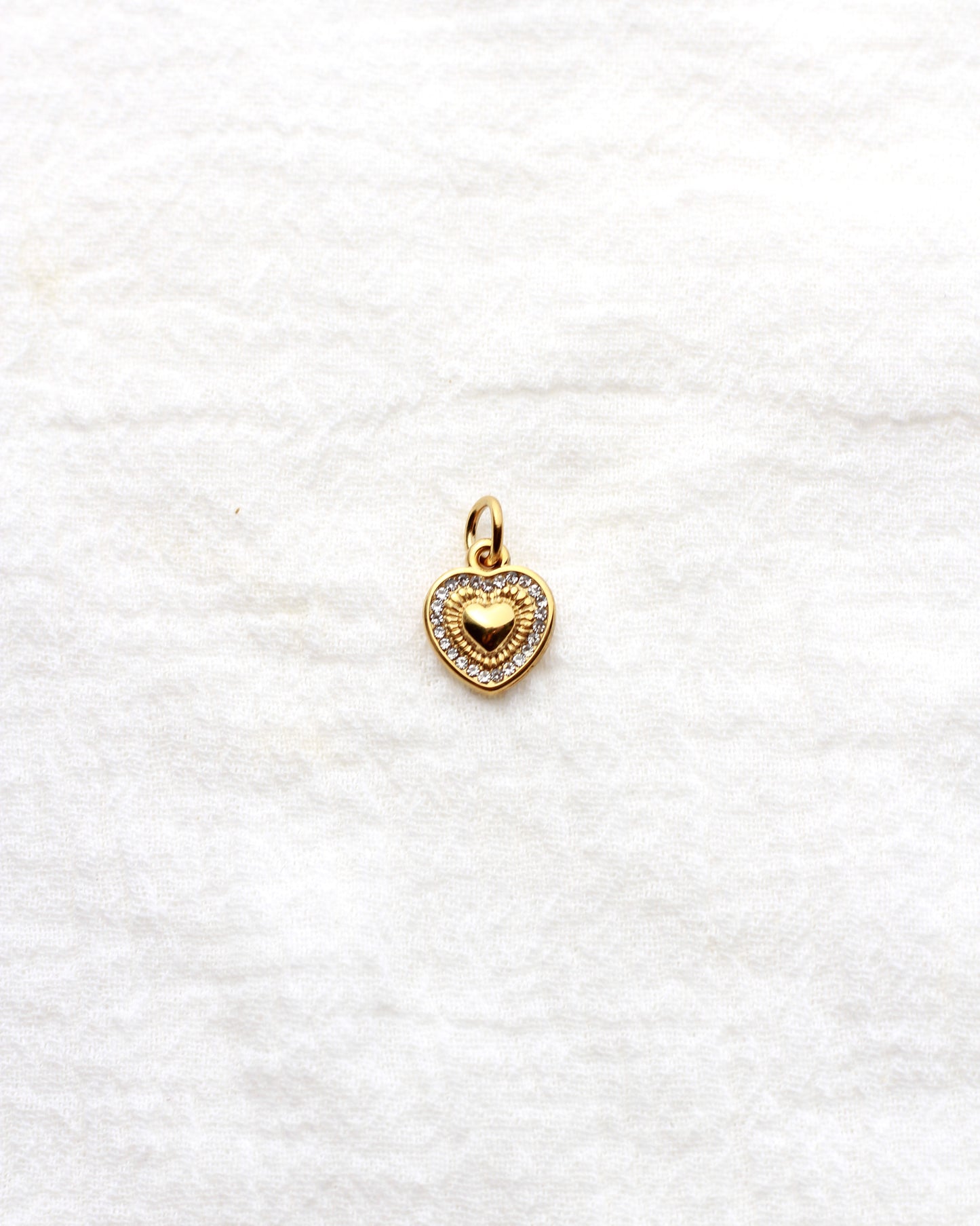 13mm Heart with Rhinestone Outline PVD Charm, CH433