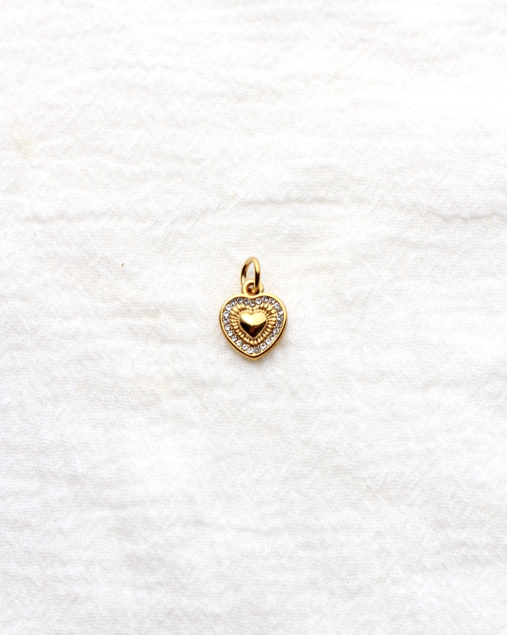 13mm Heart with Rhinestone Outline PVD Charm, CH433