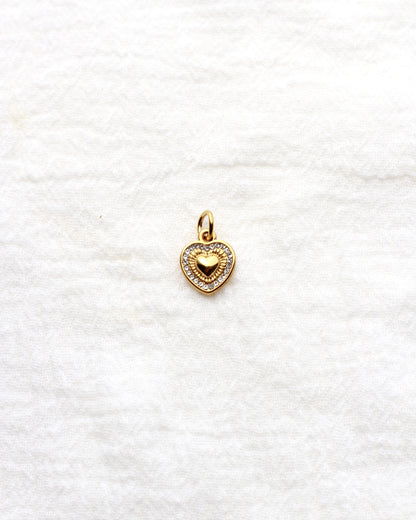 13mm Heart with Rhinestone Outline PVD Charm, CH433