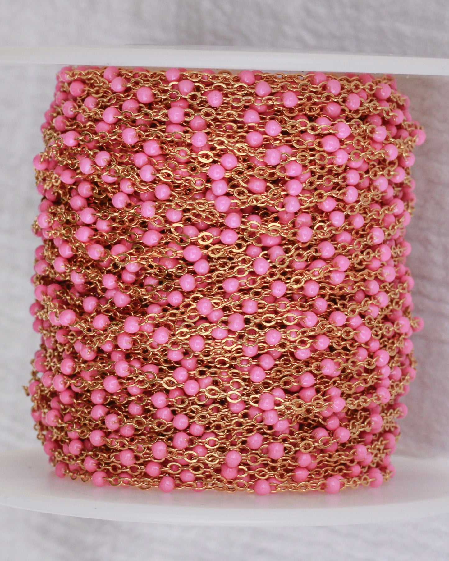 1.7mm Flat Cable Chain with Pink Enamel Dots, G73, S73