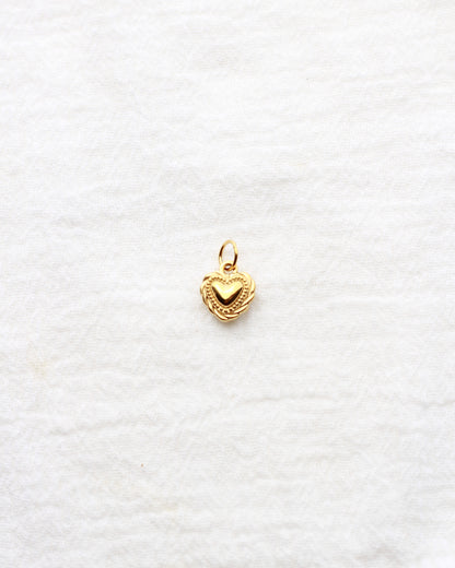 12mm Heart with Rope Outline PVD Charm, CH431