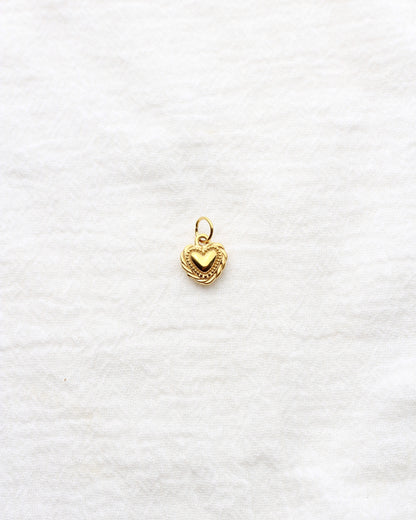 12mm Heart with Rope Outline PVD Charm, CH431
