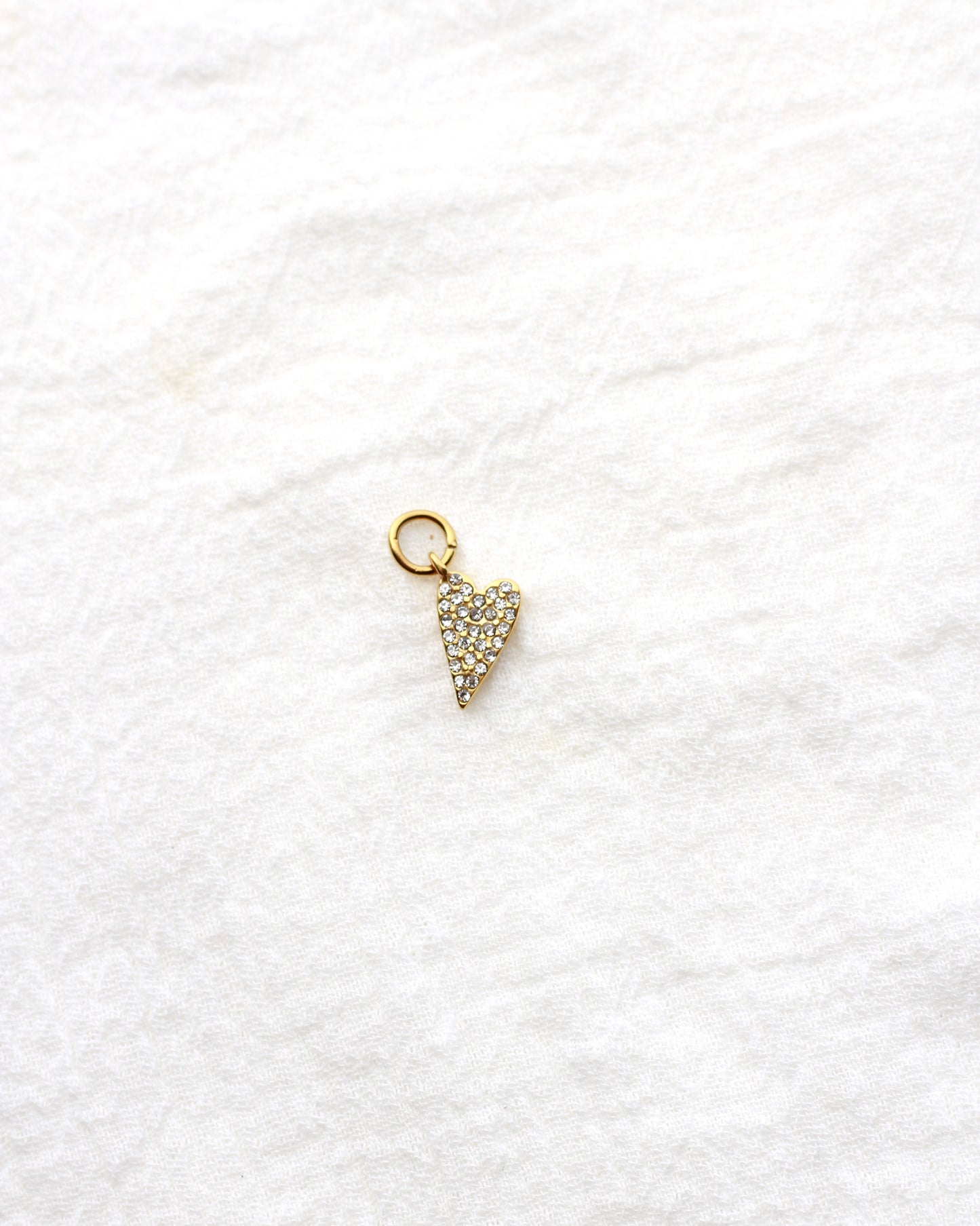 14mm Rhinestone Heart PVD Charm, CH429