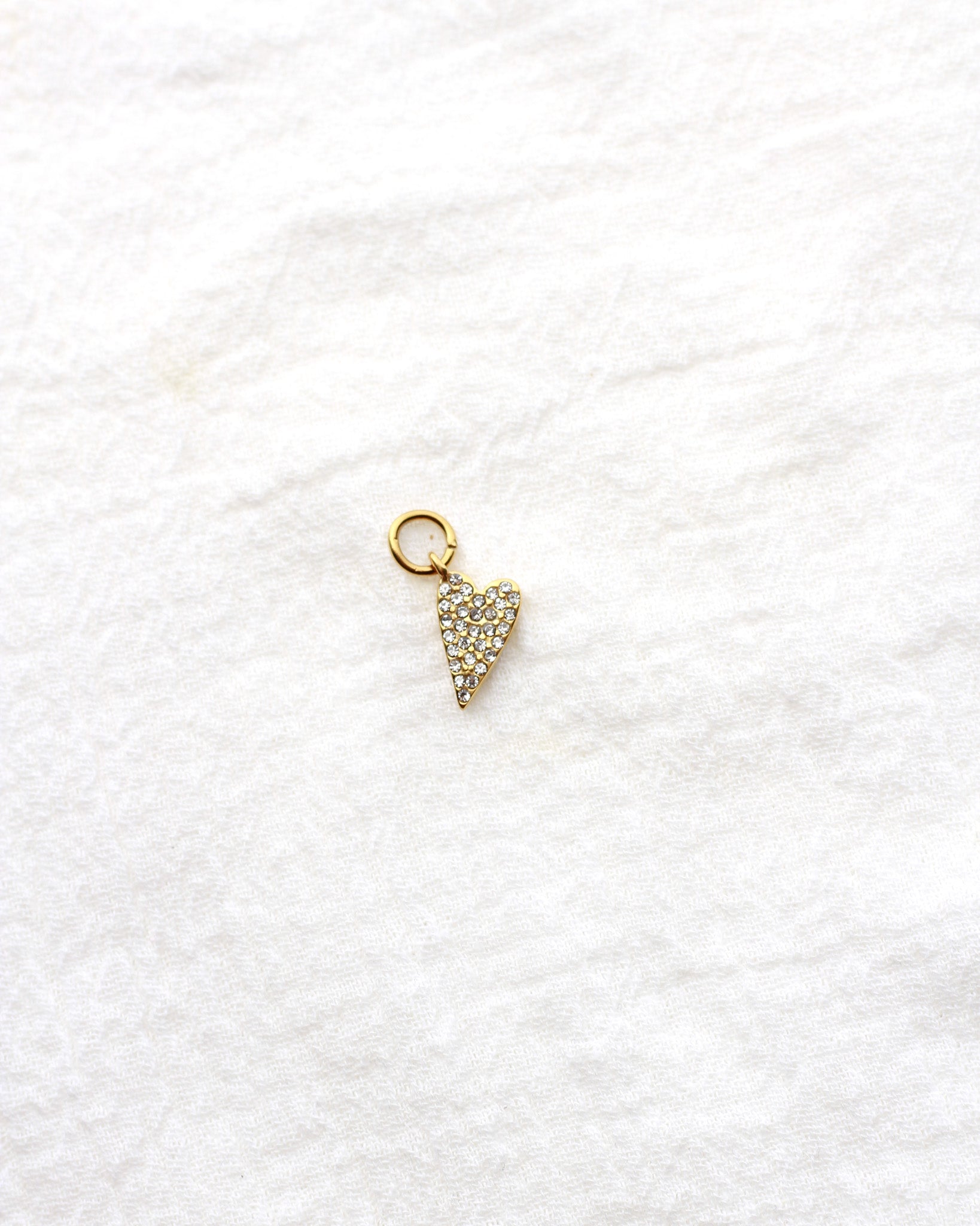 14mm Rhinestone Heart PVD Charm, CH429
