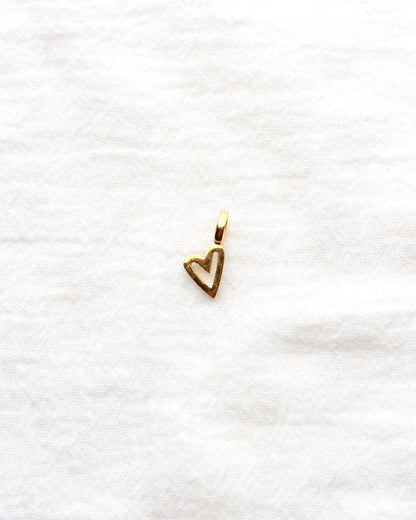 17mm Rhinestone Heart Outline PVD Charm, CH430