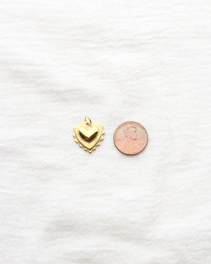 18mm Fluted Heart PVD Charm, CH428