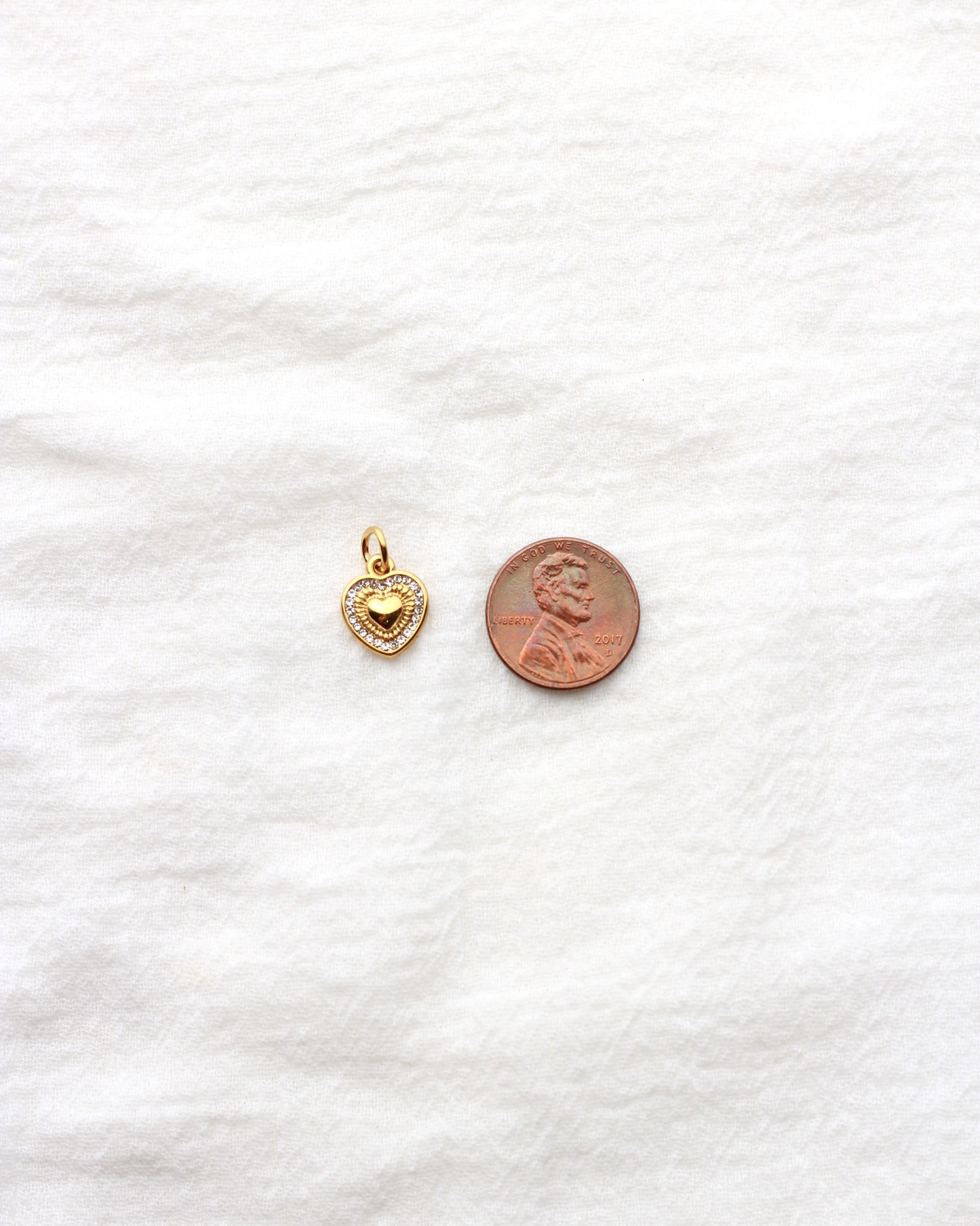 13mm Heart with Rhinestone Outline PVD Charm, CH433