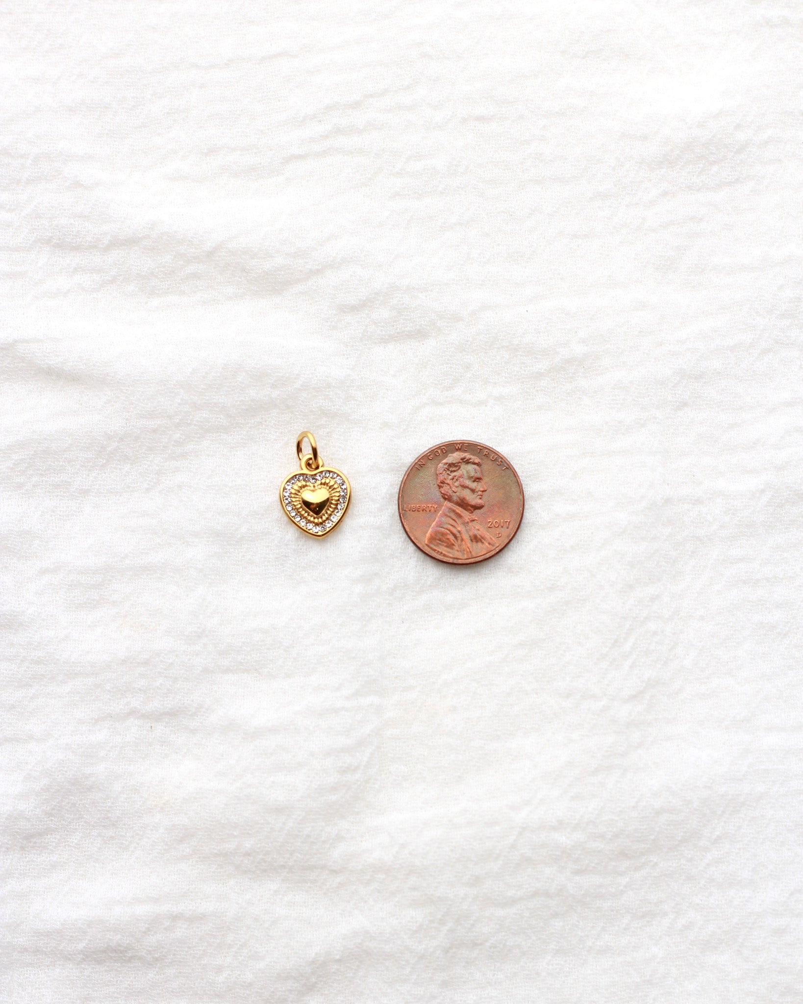 13mm Heart with Rhinestone Outline PVD Charm, CH433