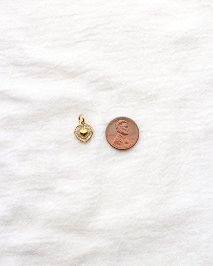 13mm Heart with Rhinestone Outline PVD Charm, CH433