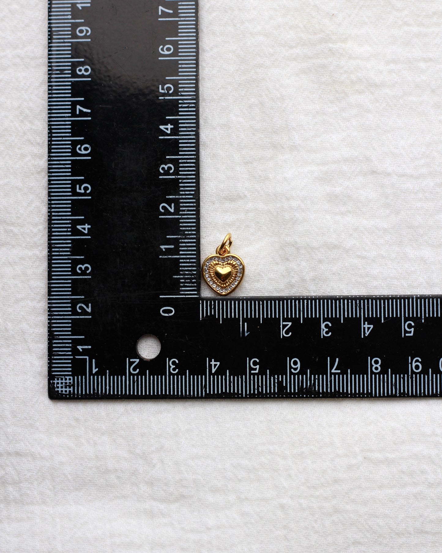 13mm Heart with Rhinestone Outline PVD Charm, CH433