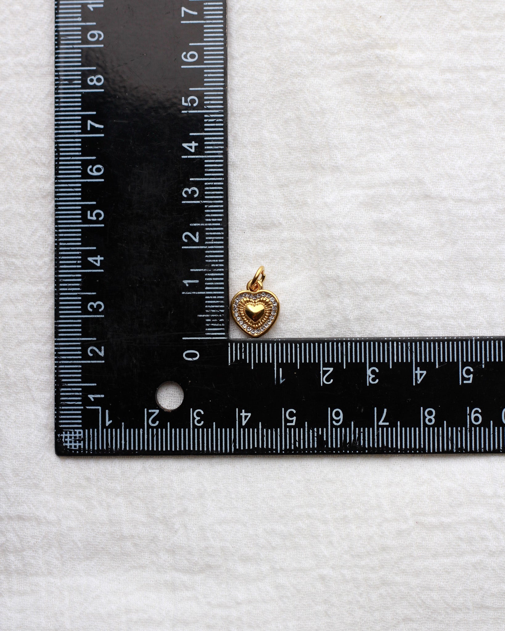 13mm Heart with Rhinestone Outline PVD Charm, CH433